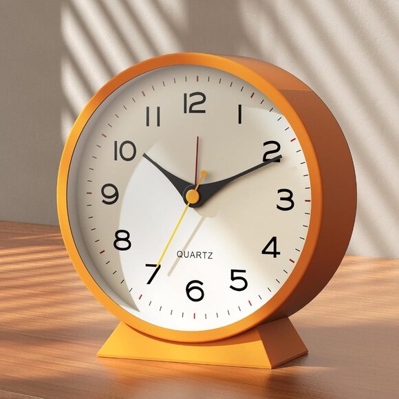 Other - Compact 4.5" Orange Analog Alarm Clock - Perfect for Bedroom & Shelf